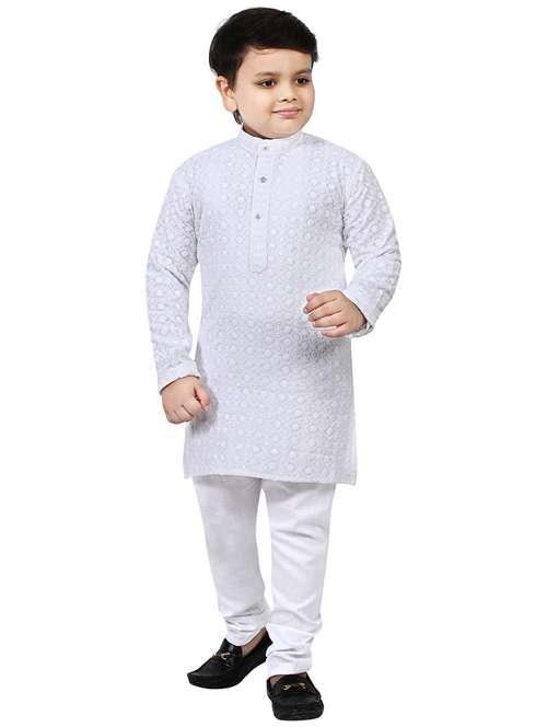 boys mandarin neck kurta payjama ethnic wear set - 21623009 - Very Small Image - 1
