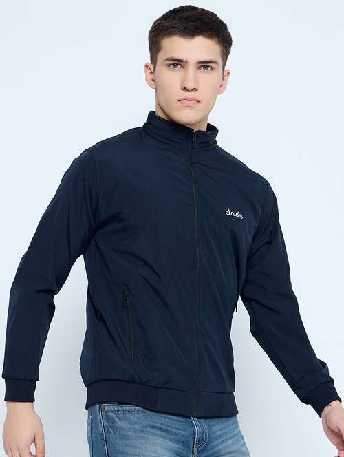 men solid mock neck wincheater - 21623066 - Very Small Image - 1