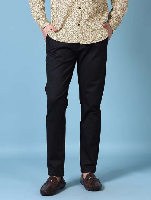 men solid flat front casual trouser - 21628647 - Very Small Image - 1