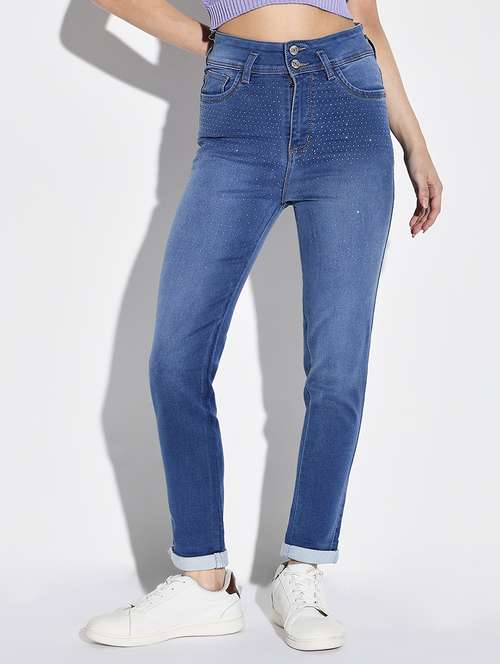 women plain slim fit denim jeans - 21632658 - Very Small Image - 1