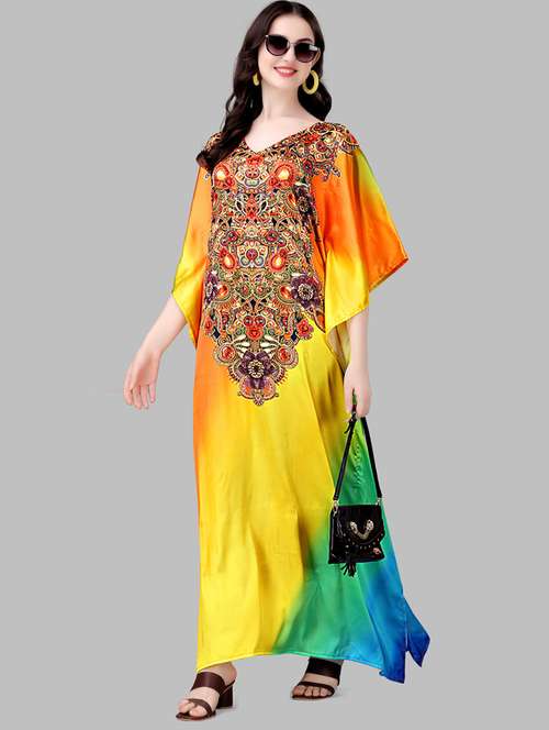 women printed relaxed fit kaftan dress - 21633845 - Very Small Image - 1