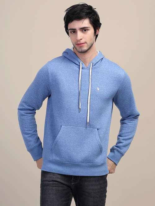men solid long sleeve hooded sweatshirt - 21636186 - Very Small Image - 1