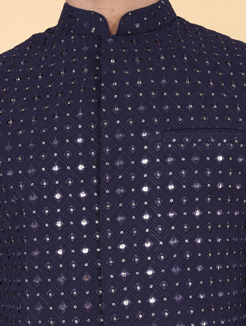 men mandarin neck embroidered nehru jacket - 21638285 - Zoom Image - 5
