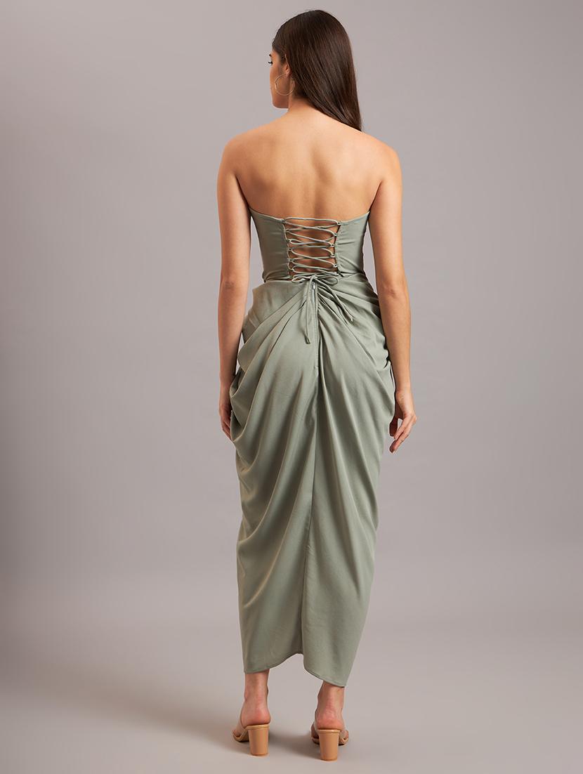 women solid ruched sleeveless dress - 21638502 - Standard Image - 4