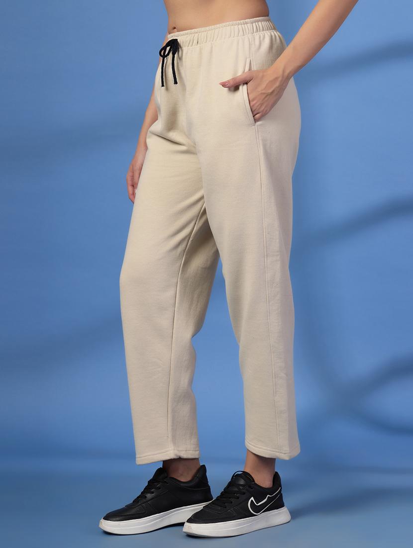 women off white solid track pants - 21641467 - Zoom Image - 2
