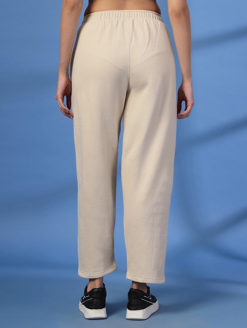 women off white solid track pants - 21641467 - Standard Image - 3