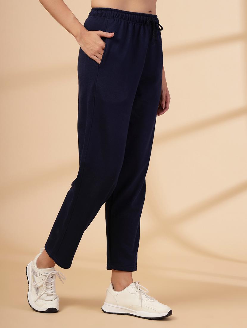 women navy blue solid mid rise track pant - 21641468 - Standard Image - 3