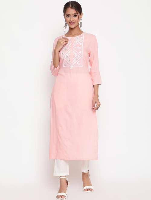 women embroidered three quarter sleeve straight kurta - 21642061 - Very Small Image - 1