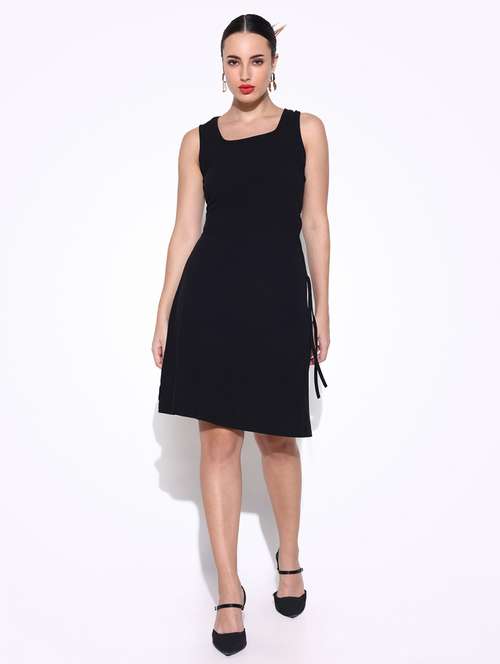 women solid sleeveless a-line dress - 21643134 - Very Small Image - 1