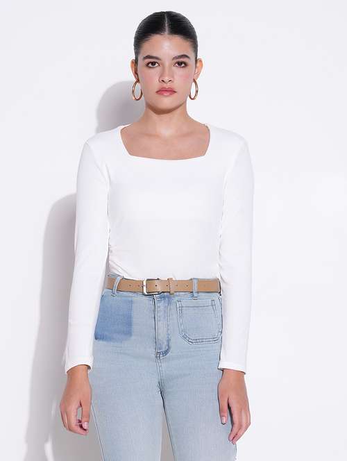 women white solid long sleeve top - 21643399 - Very Small Image - 1