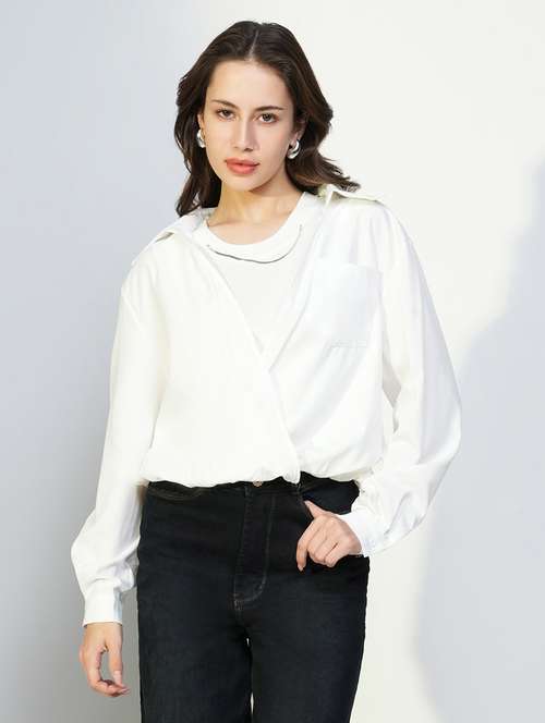 women white solid long sleeve top - 21643436 - Very Small Image - 1