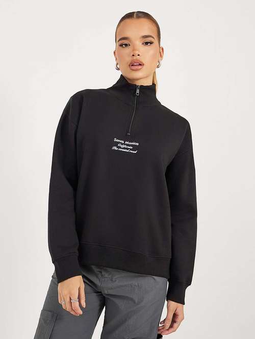 black cotton front print sweatshirt - 21643729 - Very Small Image - 1