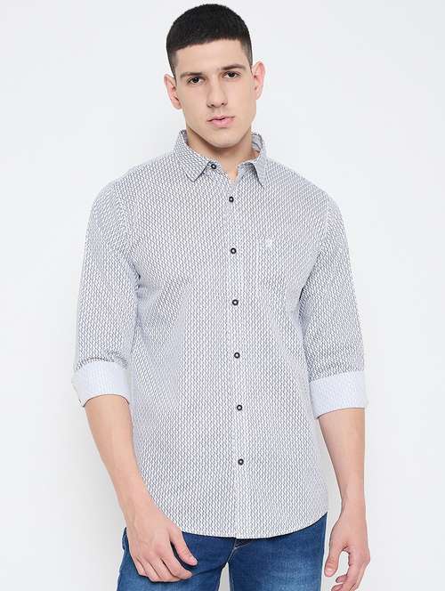 men slim fit printed long sleeve casual shirt - 21644342 - Very Small Image - 1