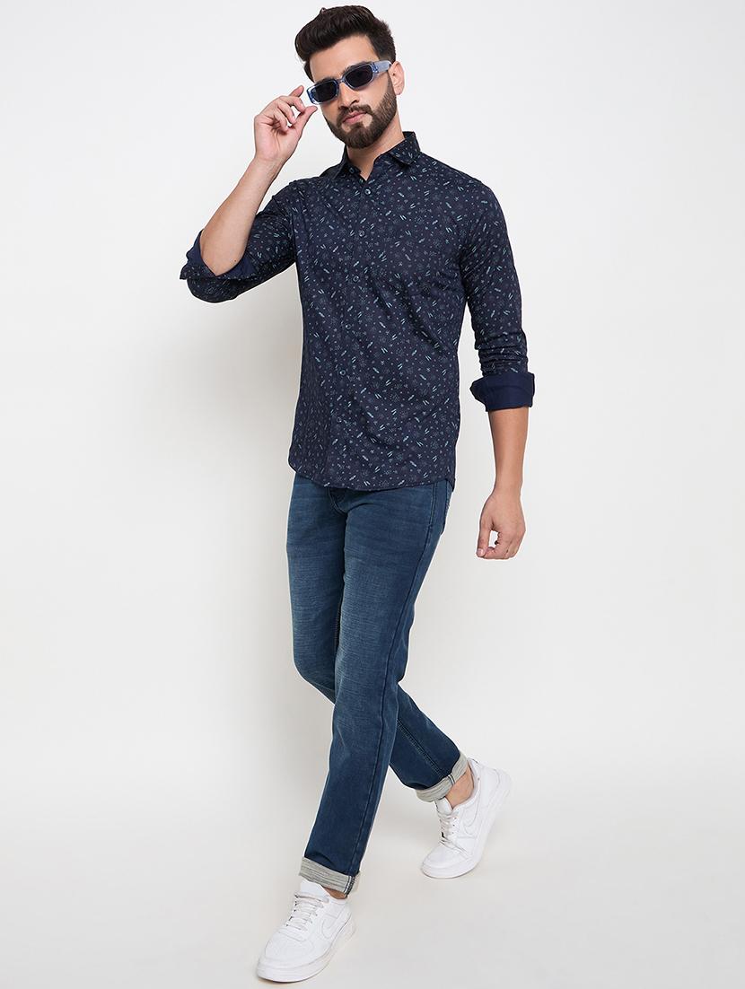 men slim fit printed long sleeve casual shirt - 21644364 - Standard Image - 4