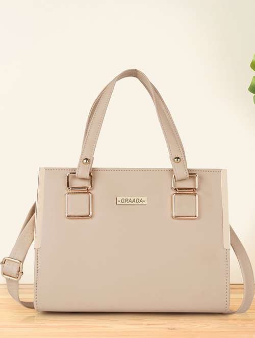 women cream plain handbag - 21646717 - Very Small Image - 1