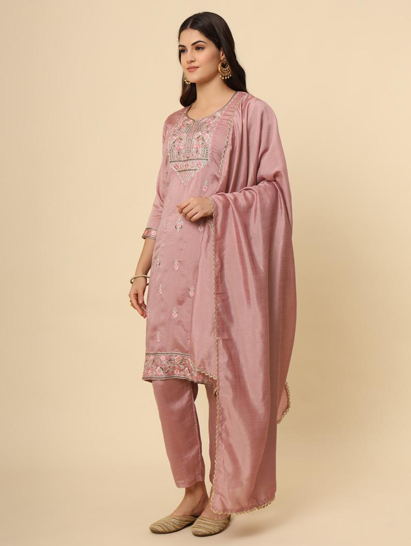 women embroidered round neck straight kurta - 21647177 - Zoom Image - 3