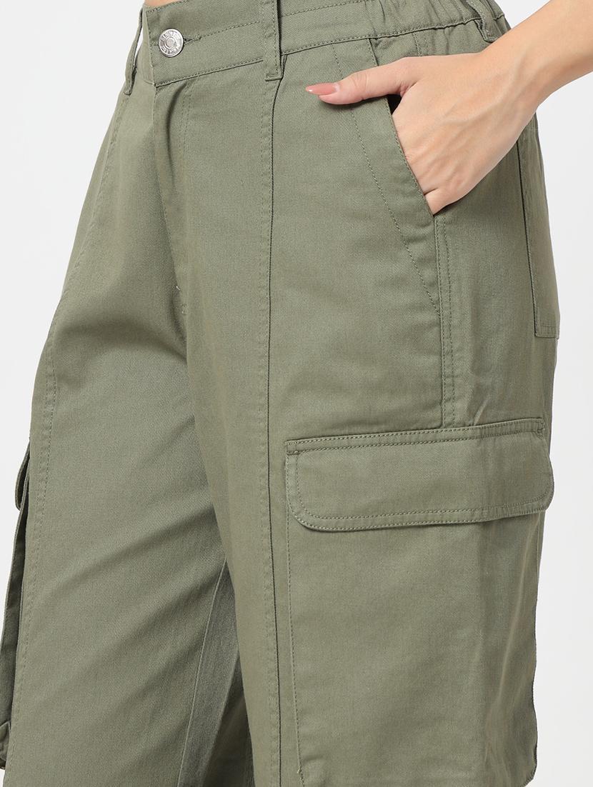 women olive solid cargo - 21648709 - Standard Image - 5