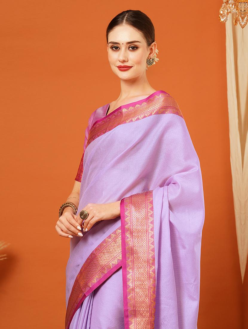 women solid bordered saree - 21649514 - Standard Image - 4