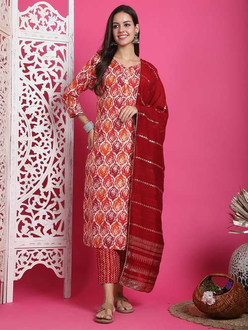 women printed kurta pant set with dupatta - 21650341 - Very Small Image - 1