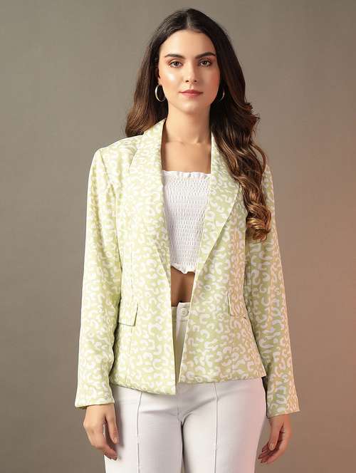women neo mint printed long sleeve blazer - 21650903 - Very Small Image - 1