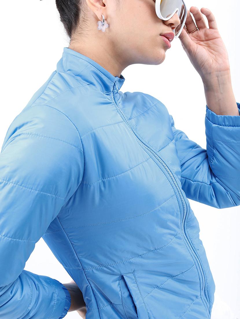 women solid long sleeves quilted jacket - 21650978 - Standard Image - 4