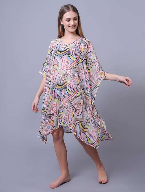 women printed beach wear coverups - 21653420 - Very Small Image - 1