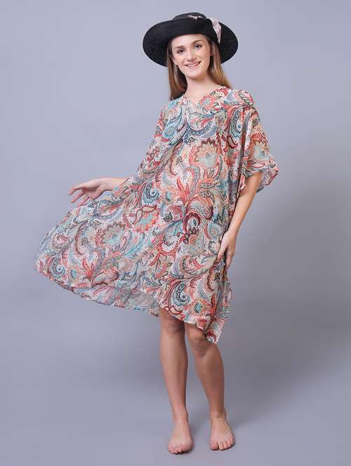 women printed beach wear coverups - 21653421 - Very Small Image - 1