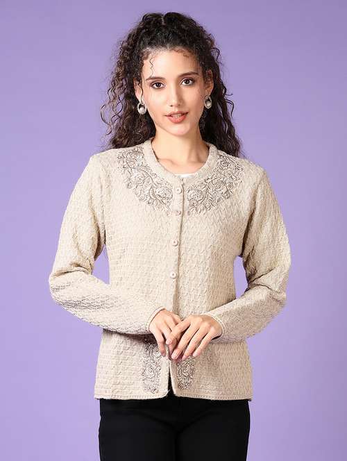 women self designed long sleeve cardigan - 21661088 - Very Small Image - 1