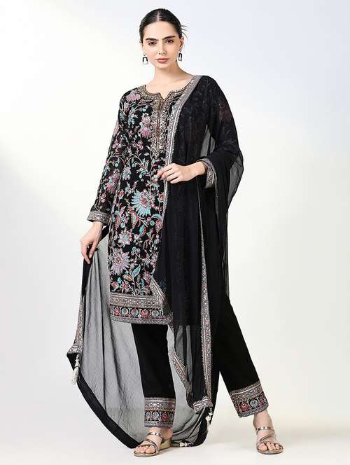 women embroidered long sleeve kurta pant with dupatta set - 21661649 - Very Small Image - 1