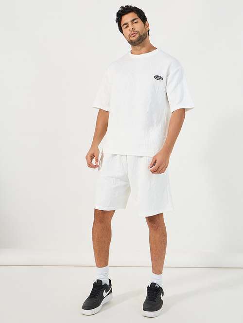 men solid t-shirt & shorts co-ord set - 21662680 - Very Small Image - 1