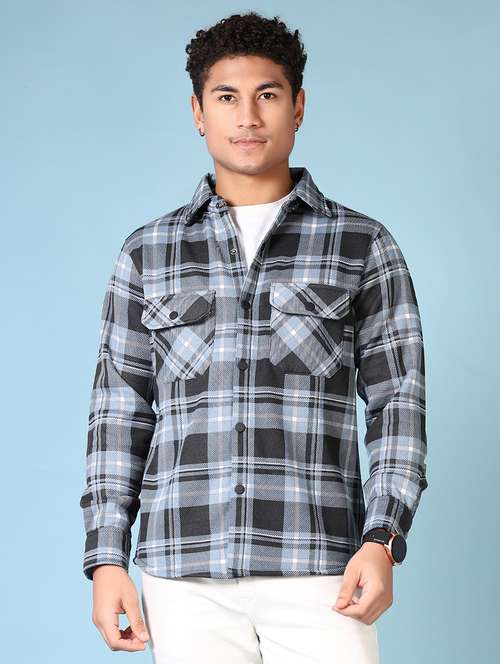 men checkered long sleeve shacket - 21662837 - Very Small Image - 1