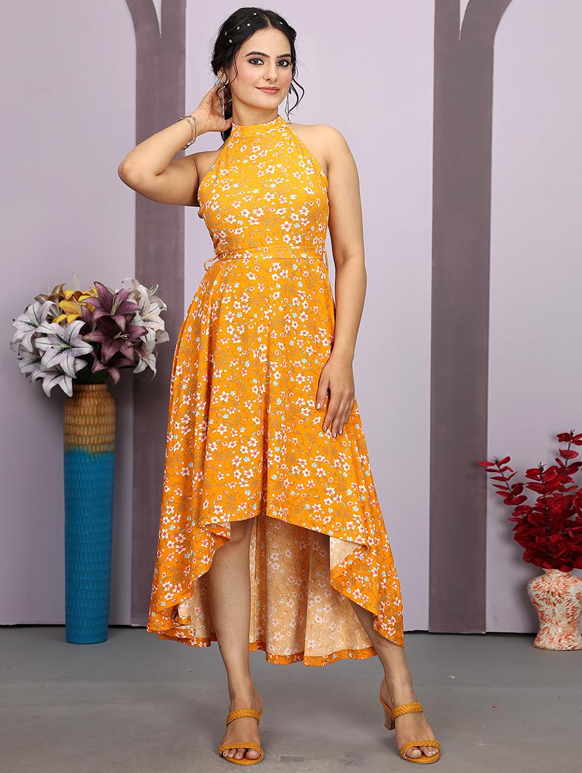 women floral printed halter neck high-low dress - 21663442 - Zoom Image - 2