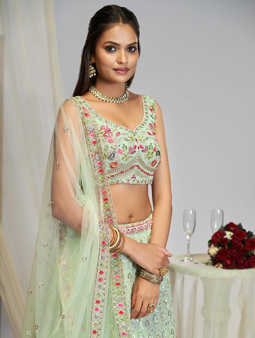 women thread embroidery georgette semi-stitched lehenga choli with dupatta - 21663480 - Zoom Image - 4