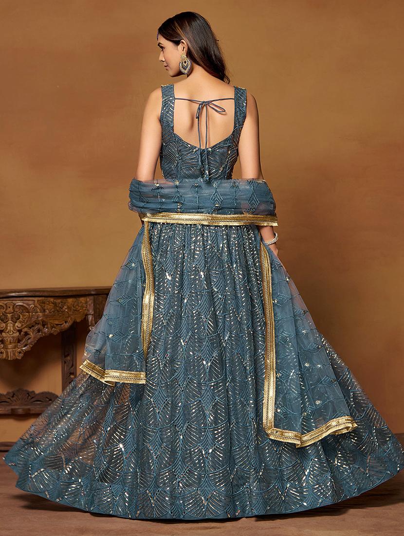 women blue net sequins embroidery lehenga choli with dupatta - 21663485 - Zoom Image - 2