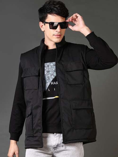 men sleeveless solid utility jacket - 21663743 - Very Small Image - 1