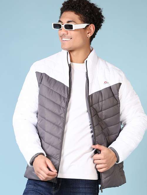 men grey & white puffer long sleeve jacket - 21664503 - Very Small Image - 1
