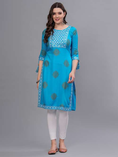 women printed round neck straight kurta - 21669413 - Very Small Image - 1