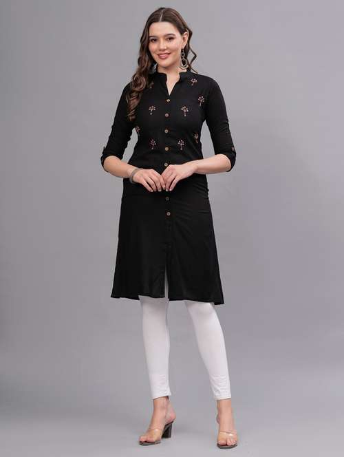 women embellished mandarin neck a-line kurta - 21669422 - Very Small Image - 1
