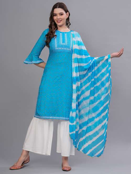 women printed kurta sharara set with dupatta - 21669504 - Very Small Image - 1