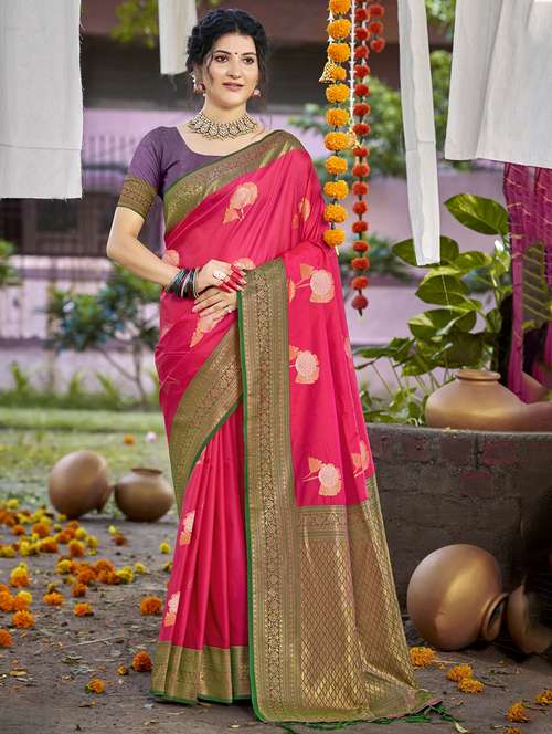 women self design banarasi saree with blouse - 21671095 - Very Small Image - 1