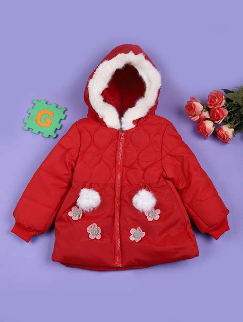 girls red long sleeve quilted jacket - 21672345 - Very Small Image - 1
