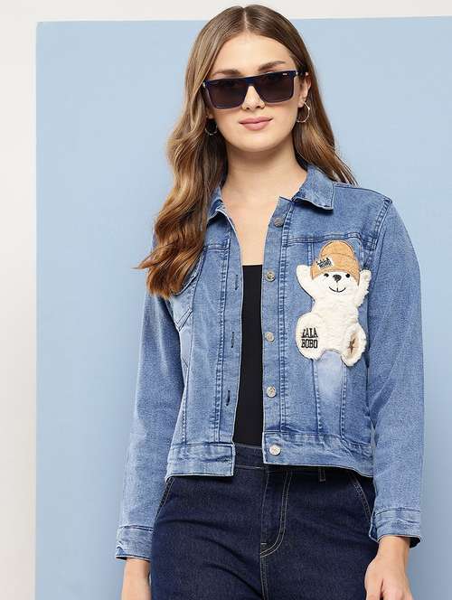 women collared long sleeves denim jacket - 21673080 - Very Small Image - 1