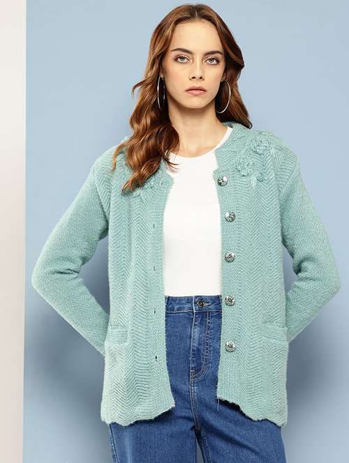 women self designed long sleeves cardigan - 21673183 - Very Small Image - 1