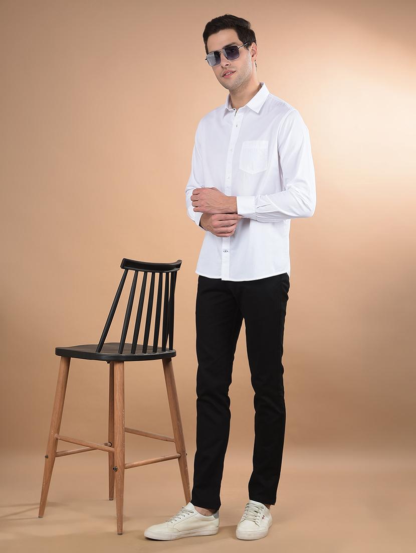 black cotton chinos casual trousers - 21675668 - Zoom Image - 4