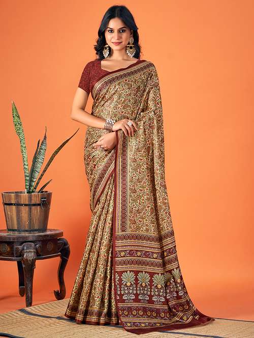 women printed casual wear saree with blouse - 21677388 - Very Small Image - 1