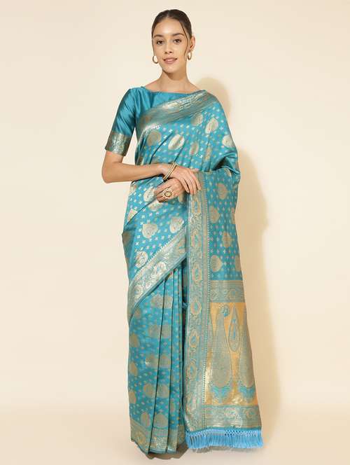 women self design banarasi saree with blouse - 21678633 - Very Small Image - 1