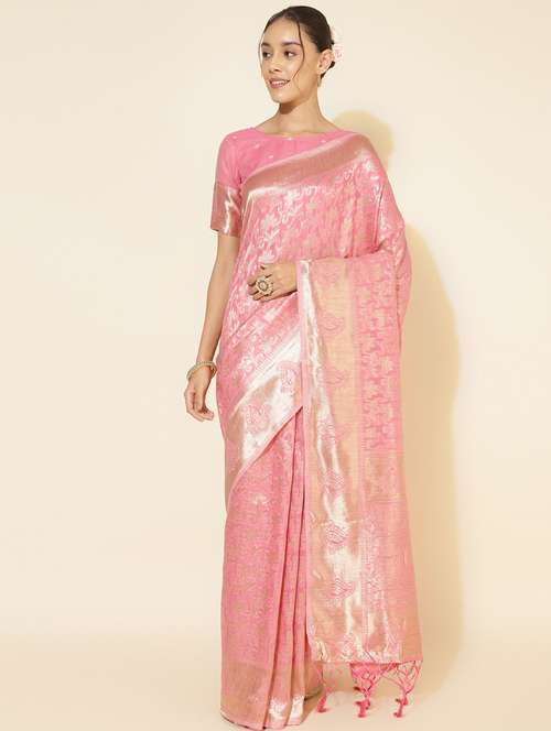 women self design chanderi saree with blouse - 21678646 - Very Small Image - 1