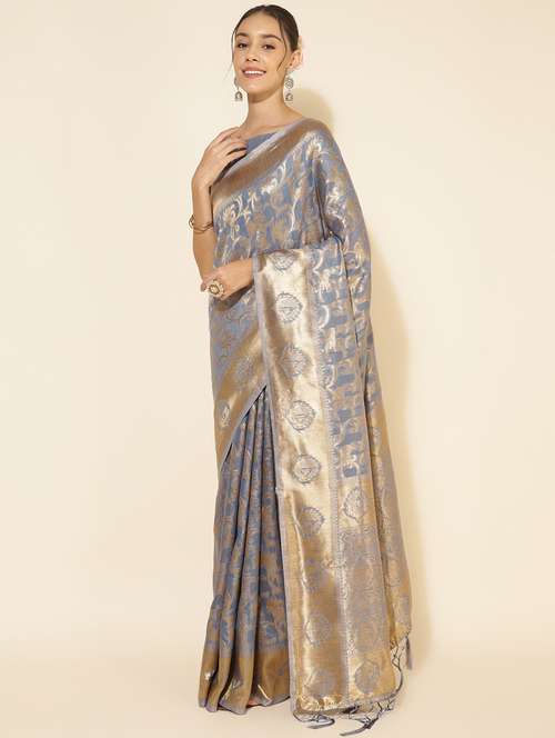 women self design chanderi saree with blouse - 21678677 - Very Small Image - 1