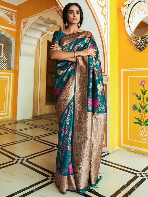 women self design banarasi saree with blouse - 21678699 - Very Small Image - 1
