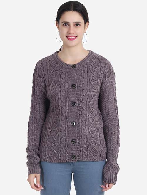 women self design long sleeve cardigan - 21681869 - Very Small Image - 1